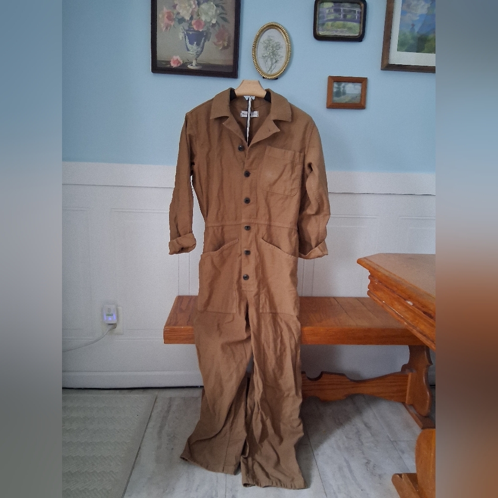 Madewell Brown Button-Up Jumpsuit (Small)